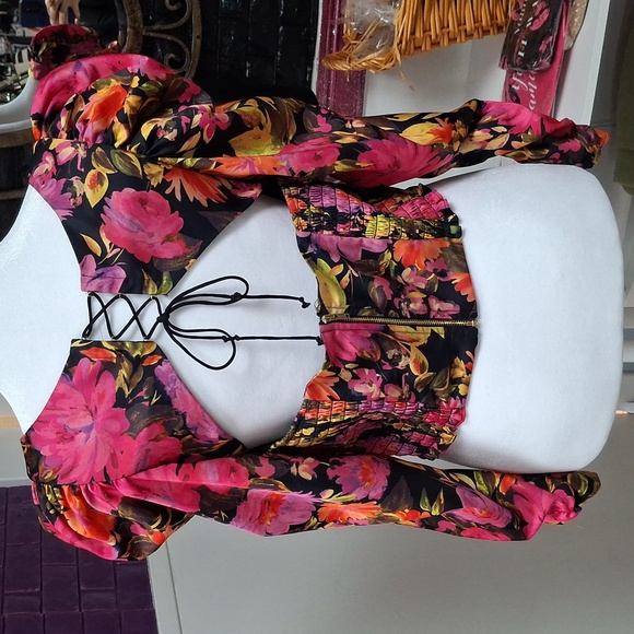 For Love and Lemons Floral Blouse size LG - Picture 3 of 7